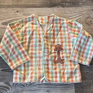 Vintage girls corduroy button up cardigan  with Dog Embroidery